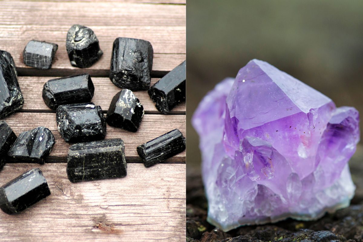 Black Tourmaline And Amethyst 